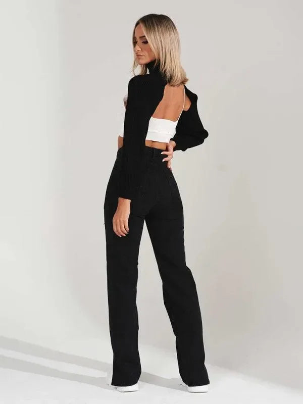 Women Straight Ripped Jeans With Ankle Slits - Women Jeans - LeStyleParfait