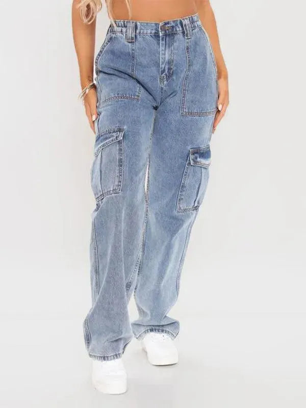 Women Wide Legs Cargo Jeans - Women Jeans - LeStyleParfait