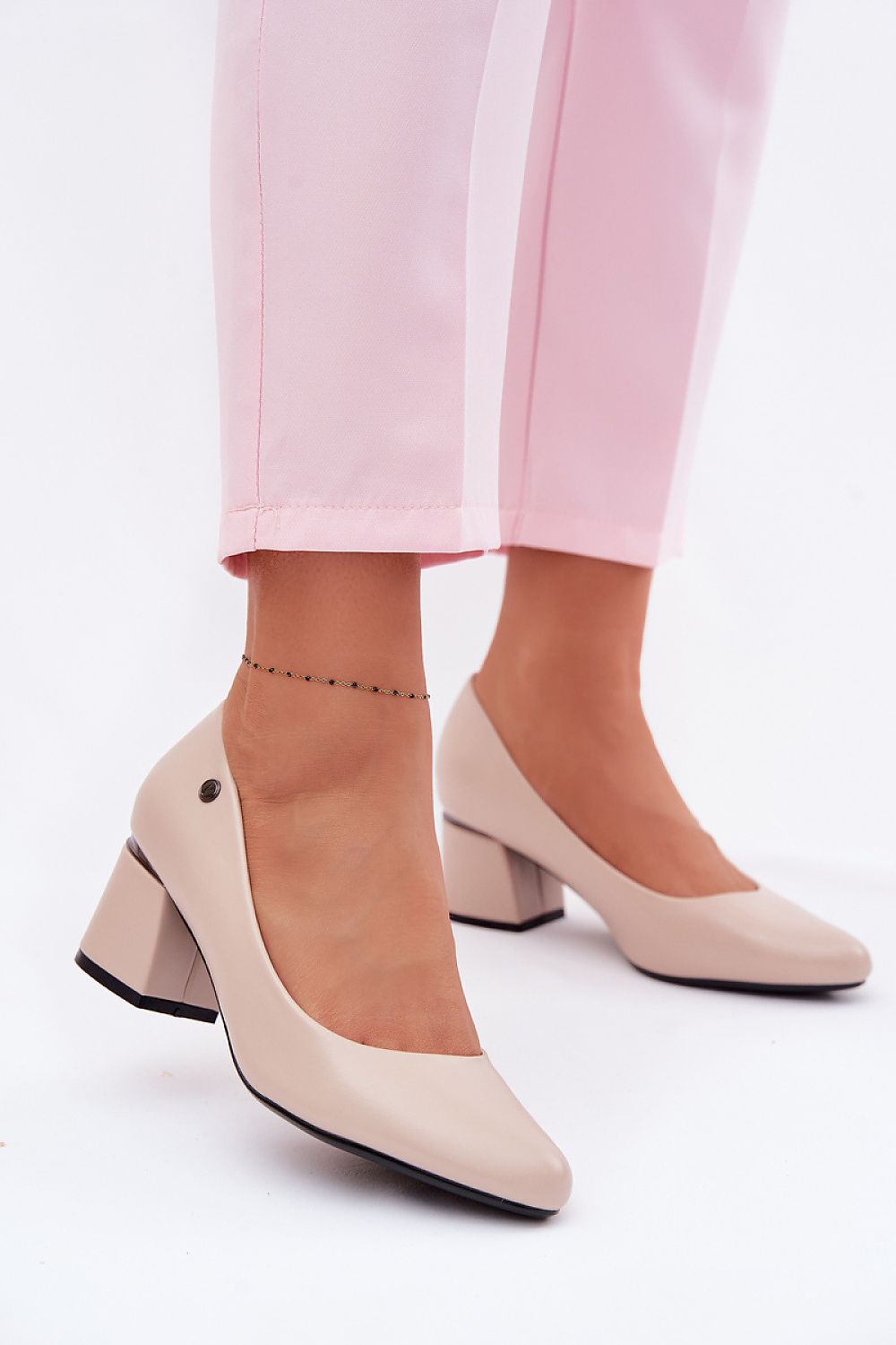 Women's Almond Toe Mid Block Heel Pumps-Pumps Shoes-LeStyleParfait