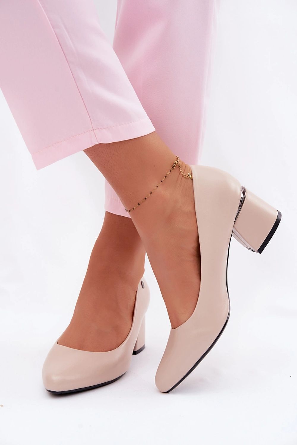 Women's Almond Toe Mid Block Heel Pumps-Pumps Shoes-LeStyleParfait