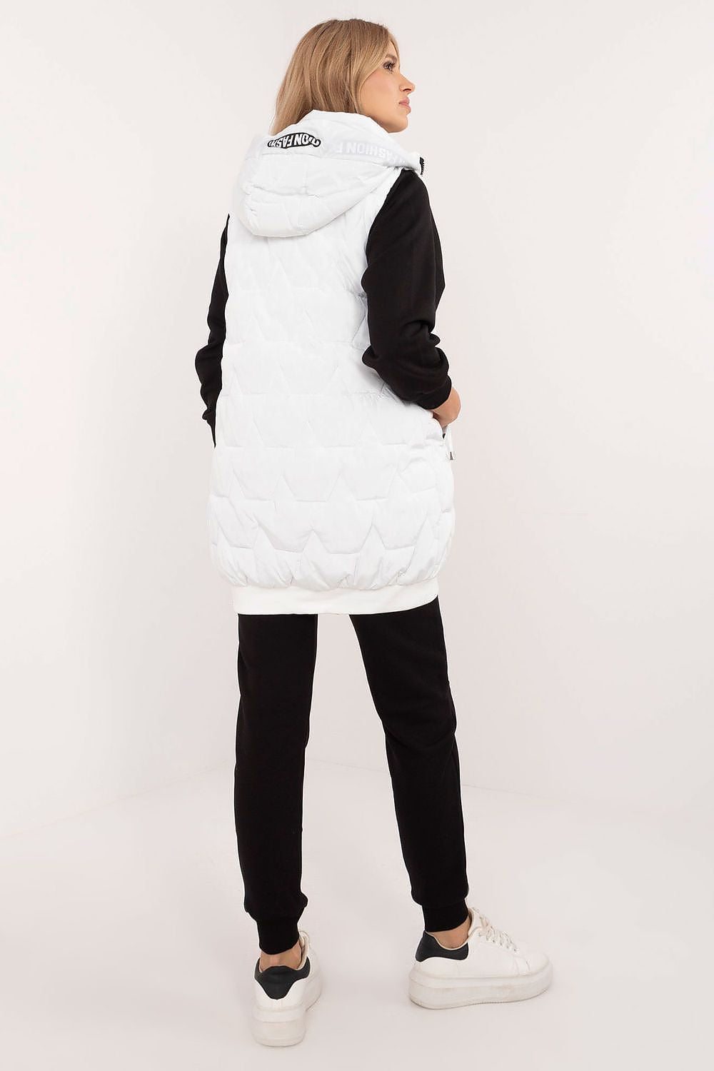 Women's Beige Longline Hooded Quilted Vest-Women's Vest-beige-s-LeStyleParfait