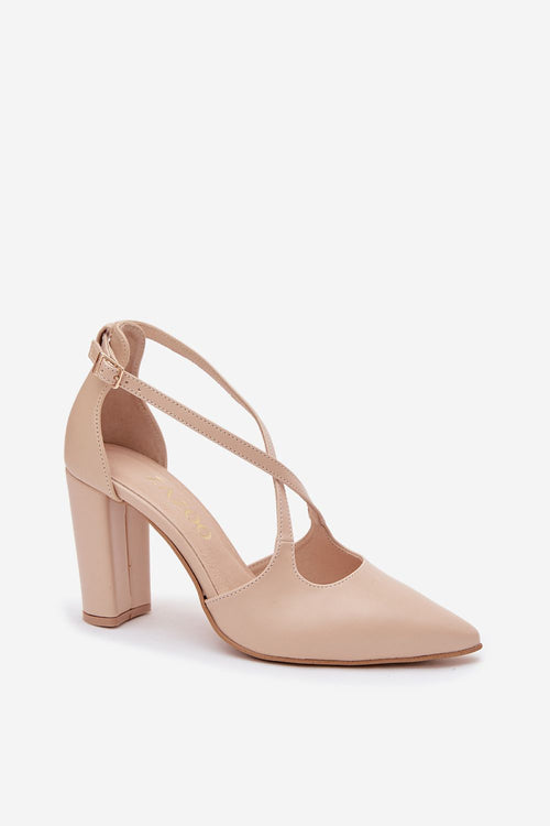Escarpins Femme beiges à talon carré-Escarpins Femme-LeStyleParfait