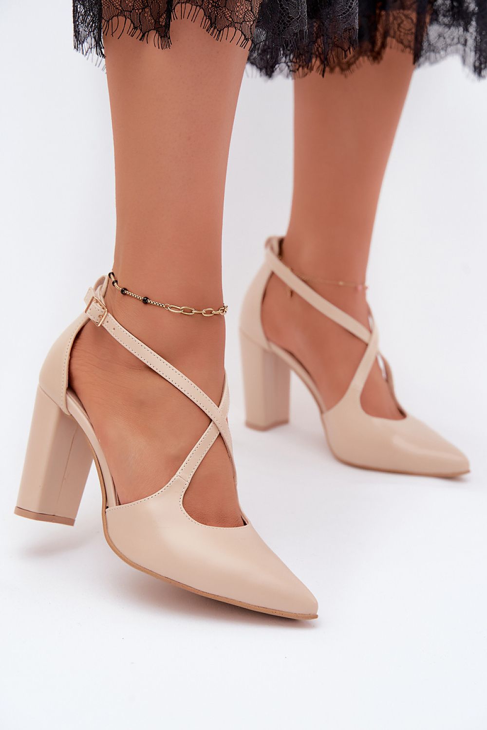 Escarpins Femme beiges à talon carré-Escarpins Femme-LeStyleParfait