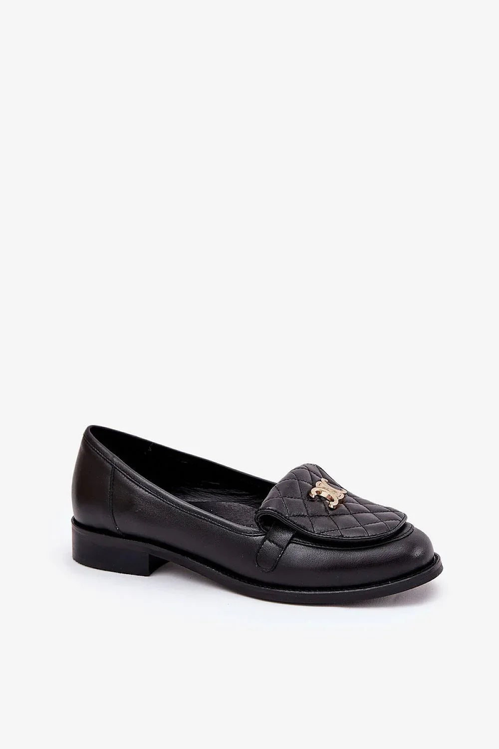 Women’s black leather classic moccasin loafers, formal women’s office loafers for business and dress outfits