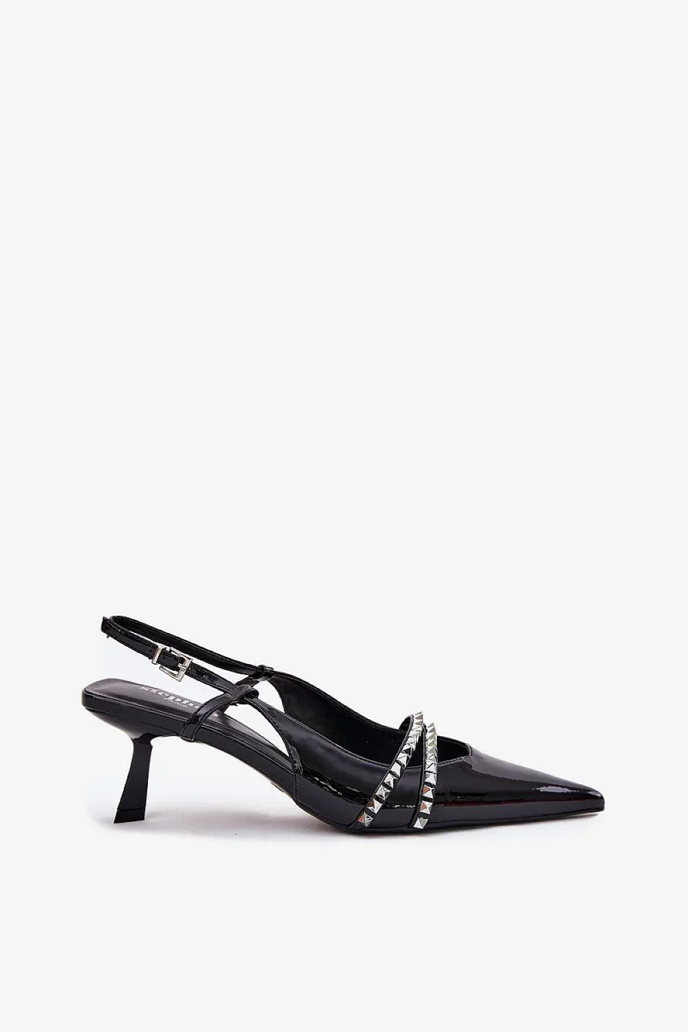 Women's Black Mid Heel Buckle Pumps-Pumps Shoes-LeStyleParfait
