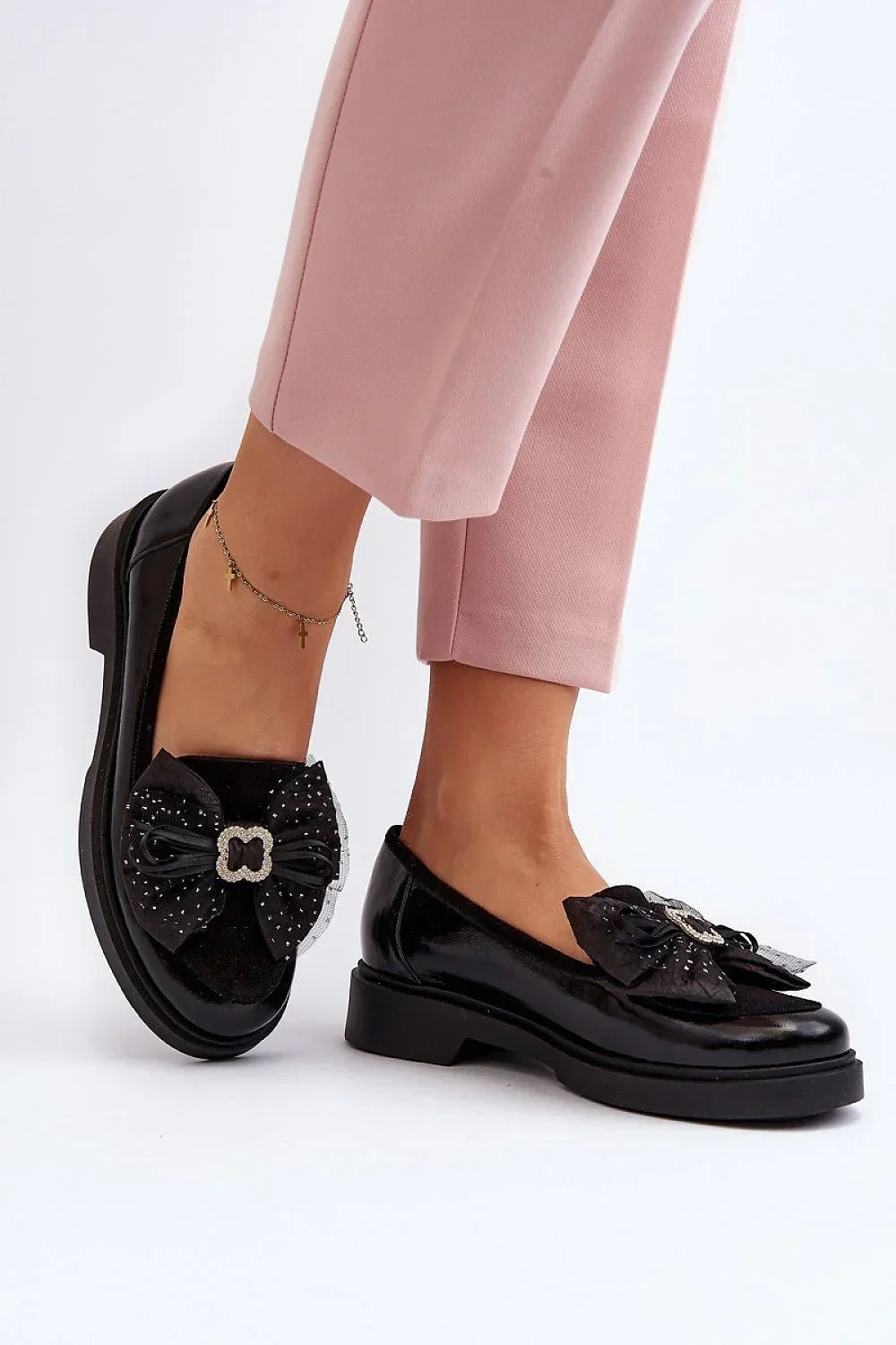 Women’s black natural leather platform moccasins, casual spring–summer women’s platform moccasins