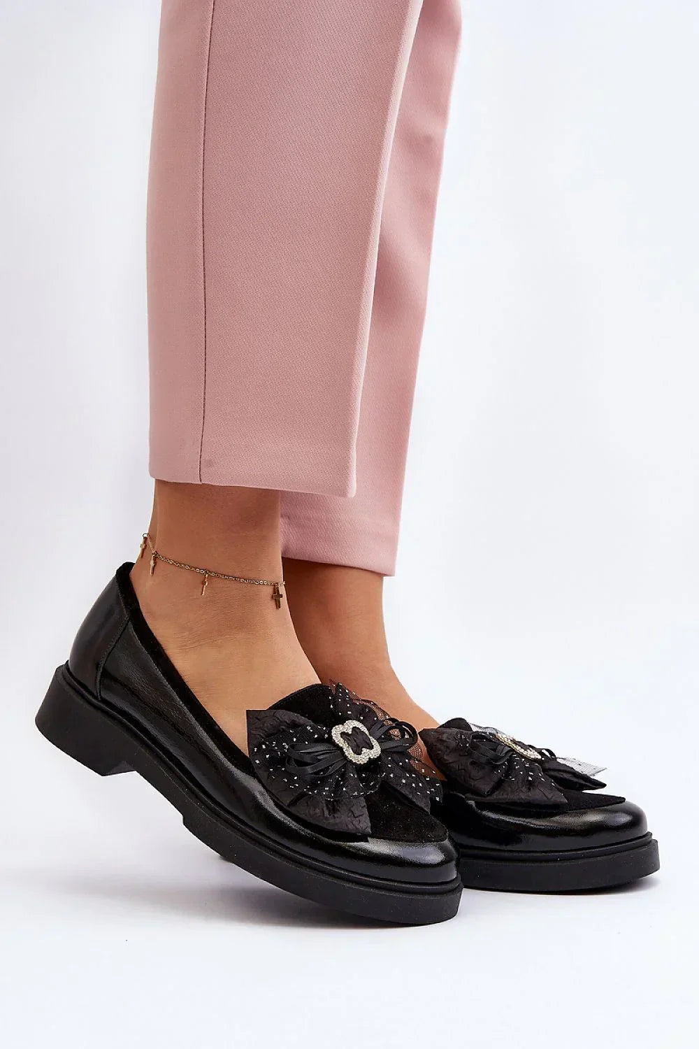 Women’s black natural leather platform moccasins, casual spring–summer women’s platform moccasins