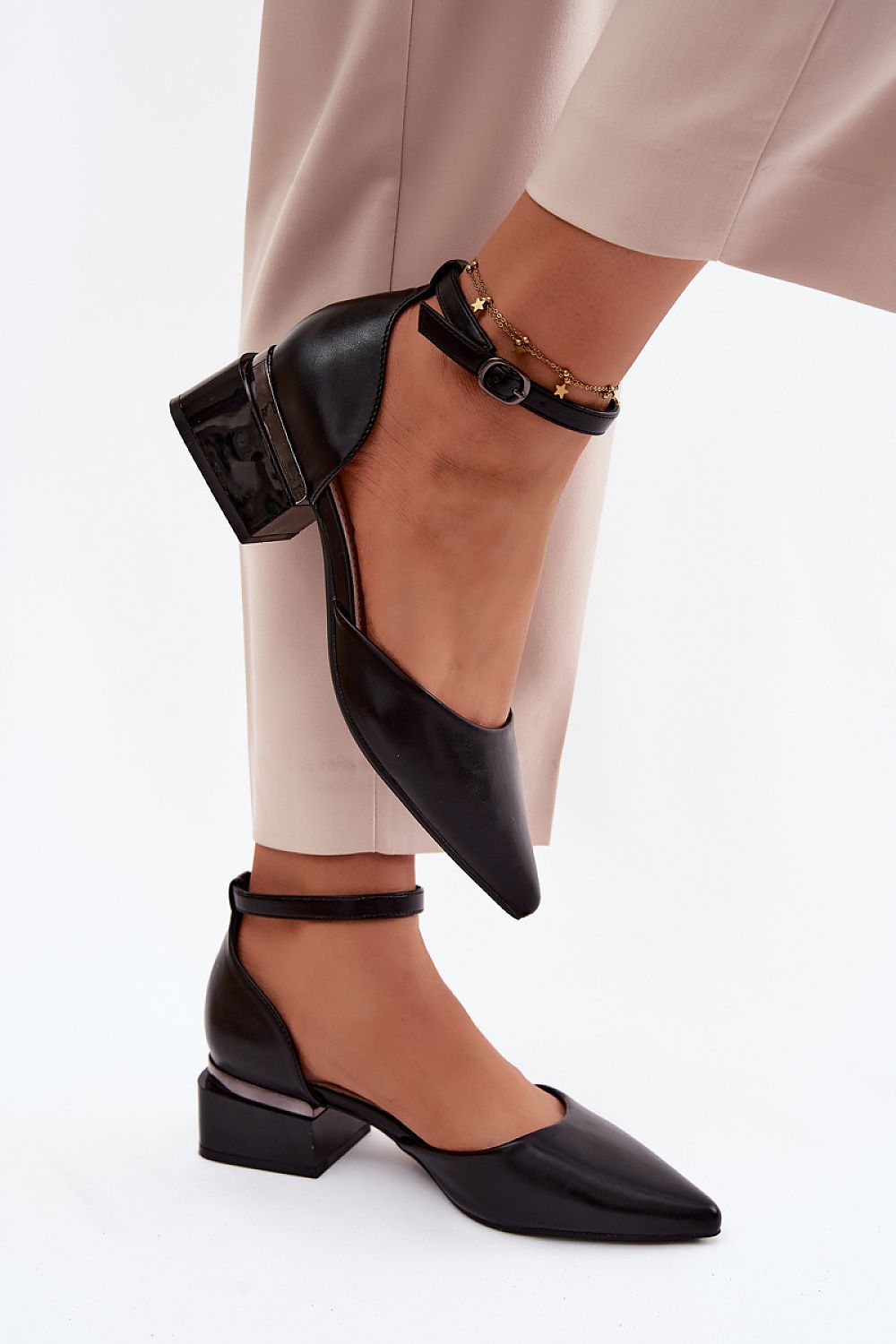 Women's Black Pointed Toe Ankle Strap Pumps-Pumps Shoes-LeStyleParfait