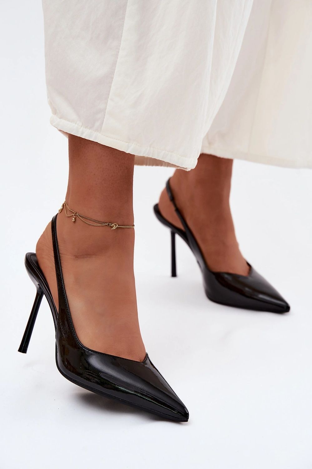 Women's Black Pointed Toe Slingback Stiletto Pumps-Pumps Shoes-LeStyleParfait