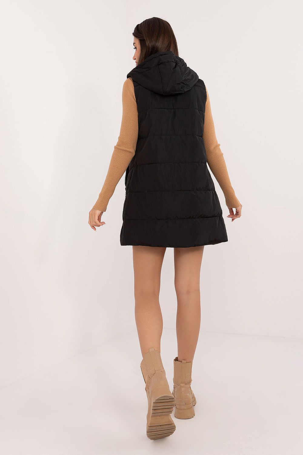 Women's Black Reversible Longline Quilted Vest-Women's Vest-black-s-LeStyleParfait
