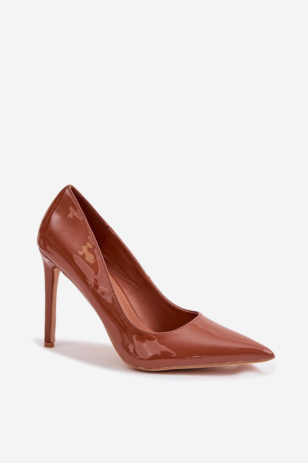 Escarpins Femme Marron en cuir verni à talon aiguille-Escarpins Femme-LeStyleParfait