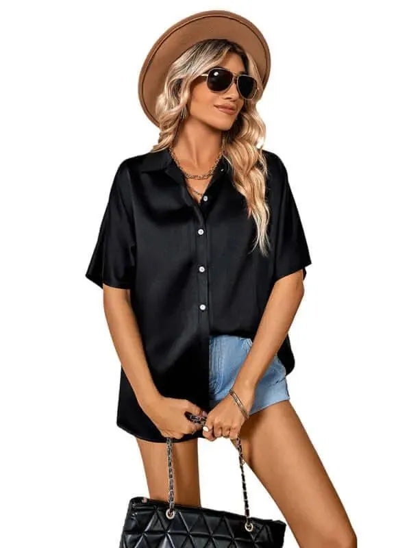 Women's Casual Short Sleeve Shirt-Women's Shirts-LeStyleParfait