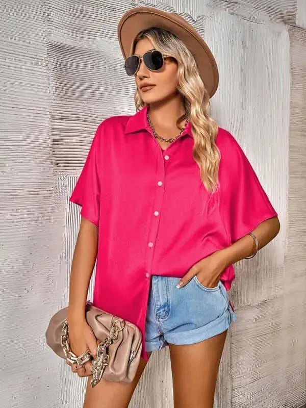 Women's Casual Short Sleeve Shirt-Women's Shirts-LeStyleParfait