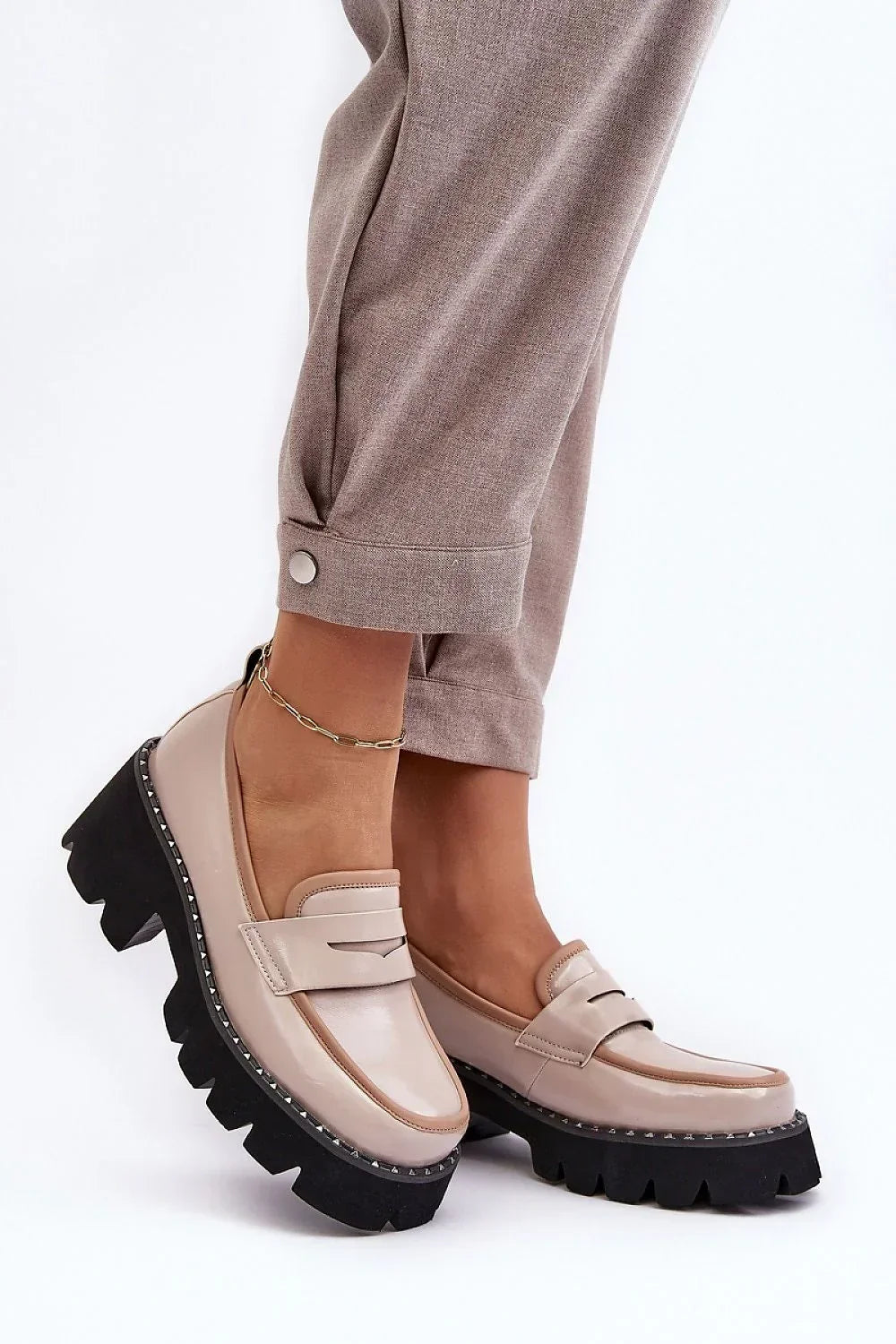 Women’s chunky platform penny moccasin loafers, casual women’s platform loafers for spring and autumn outfits