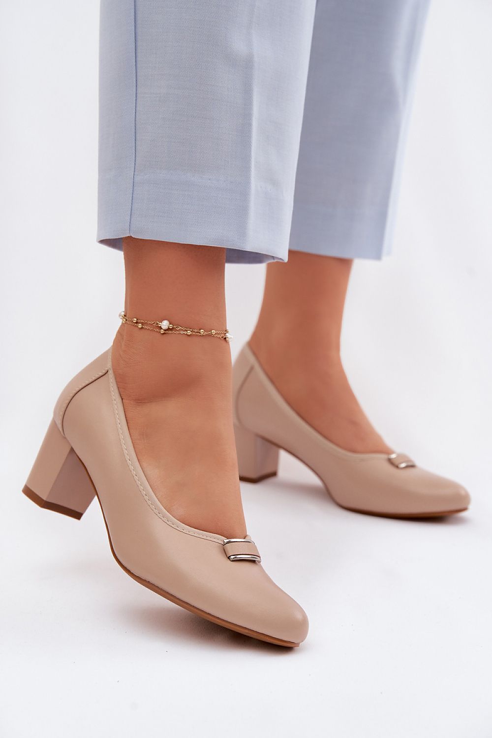 Women's Classic Mid Heel Block Pumps-Pumps Shoes-LeStyleParfait