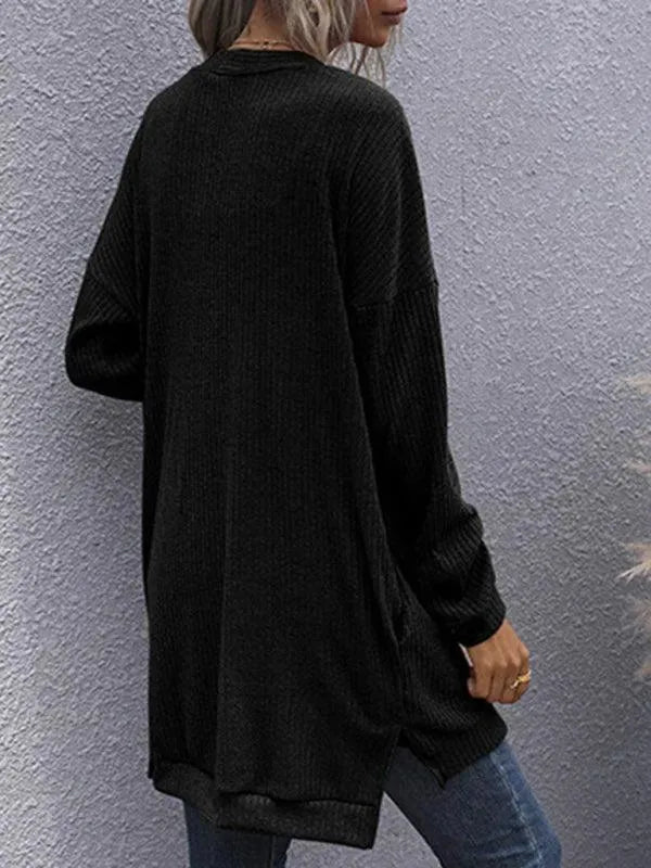 Women’s Classic V-Neck Cardigan Sweater – Hip-Length Knit