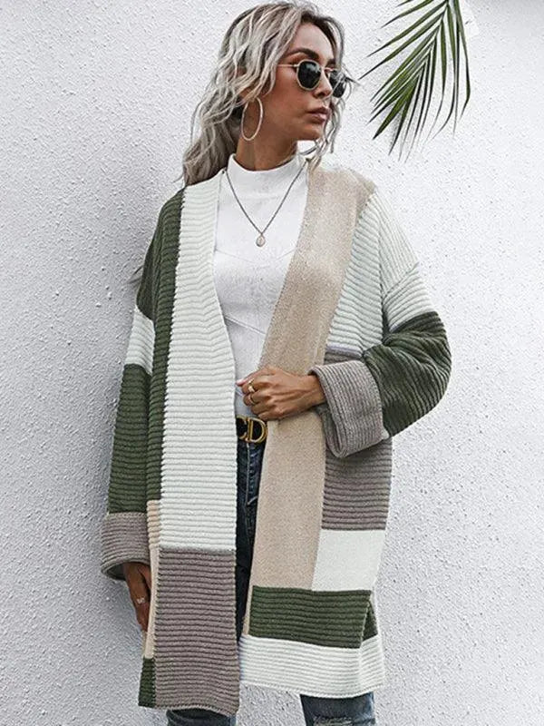 Women’s Crew Neck Longline Cardigan Sweater – Cozy Knit