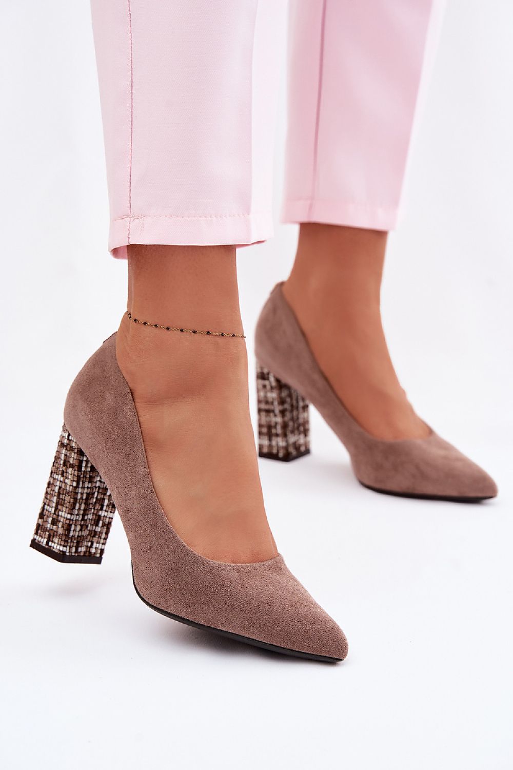 Women's Cushioned Suede Block Heel Pumps-Pumps Shoes-LeStyleParfait