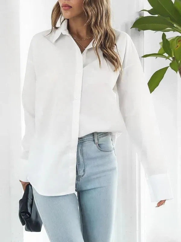 Women's Drop Shoulder Long Sleeve Shirt-Women's Shirts-LeStyleParfait