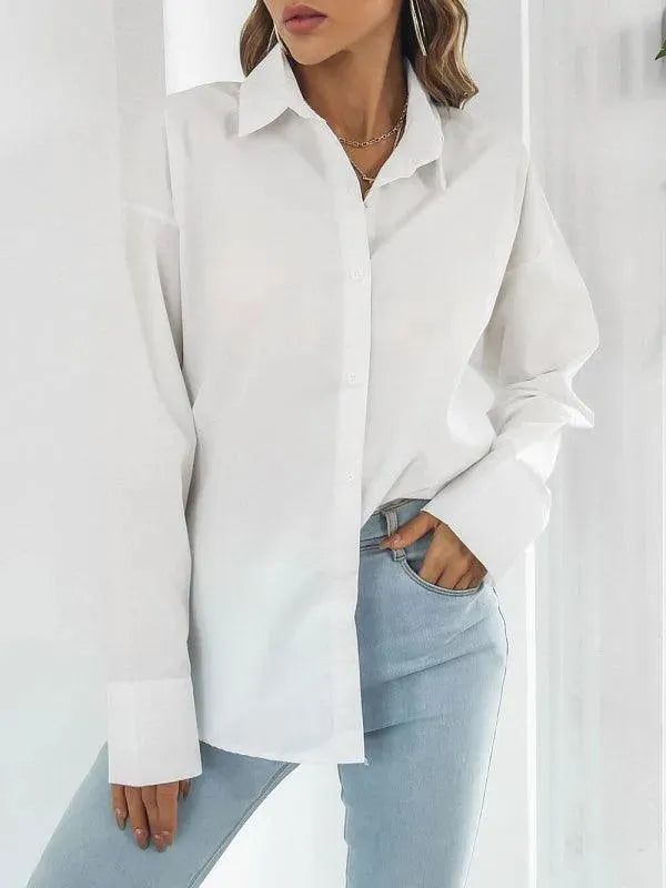 Women's Drop Shoulder Long Sleeve Shirt-Women's Shirts-LeStyleParfait