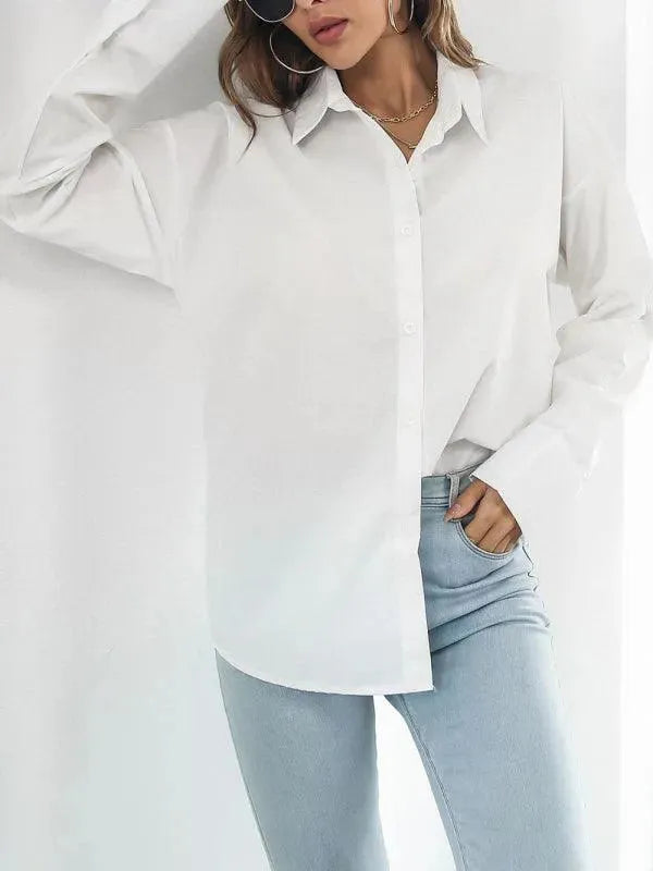 Women's Drop Shoulder Long Sleeve Shirt-Women's Shirts-LeStyleParfait