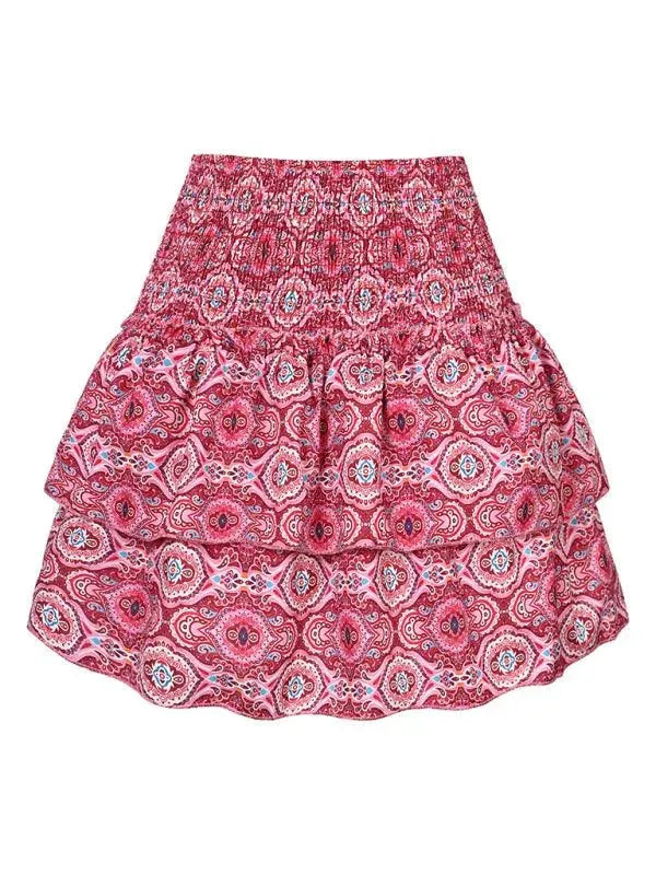 LeStyleParfait Women Skirts Ladies Sexy Pleated Skirt, Mini Skirt Floral Elastic Waist-Floral Pleated Skirt