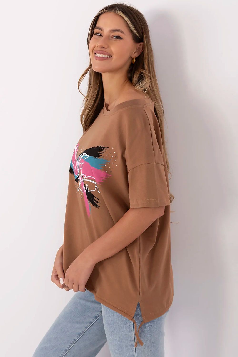 Women's Graphic Boat Neck T-Shirt — Black-Women T-Shirt-LeStyleParfait