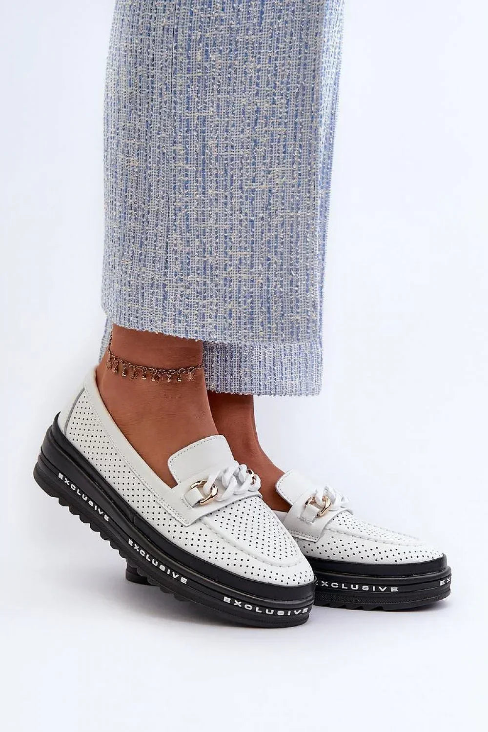 Women’s leather horsebit platform moc toe loafers, chunky women’s platform loafers for workwear and street style