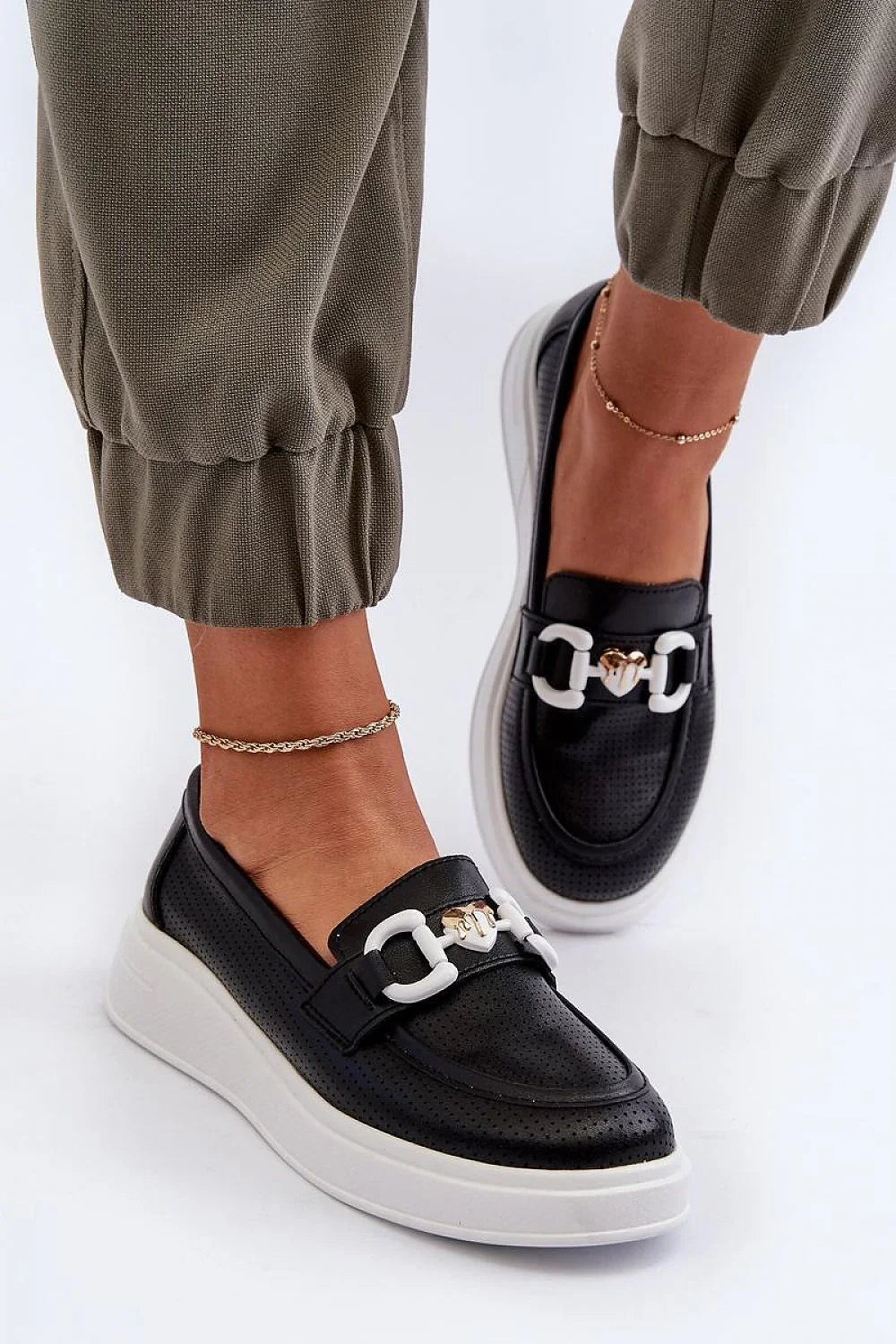 Women’s leather platform moccasin loafers, breathable slip‑on women’s platform moccasins from Platform Shoes