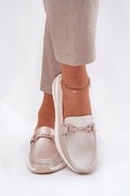 Women’s leather platform slip on loafers in pink and grey, casual women’s platform loafers for three seasons