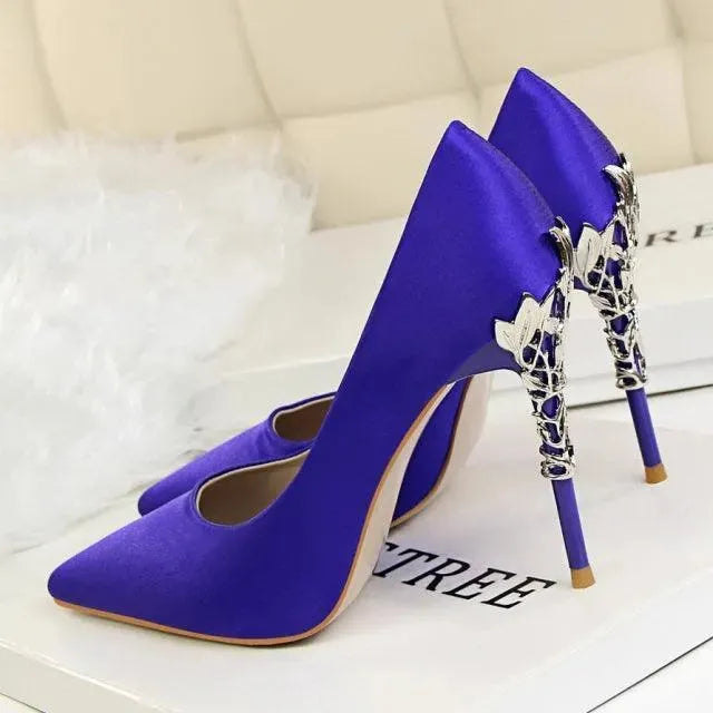 Women's Leather Pointed Toe Bridal Stiletto Pumps-Pumps Shoes-LeStyleParfait