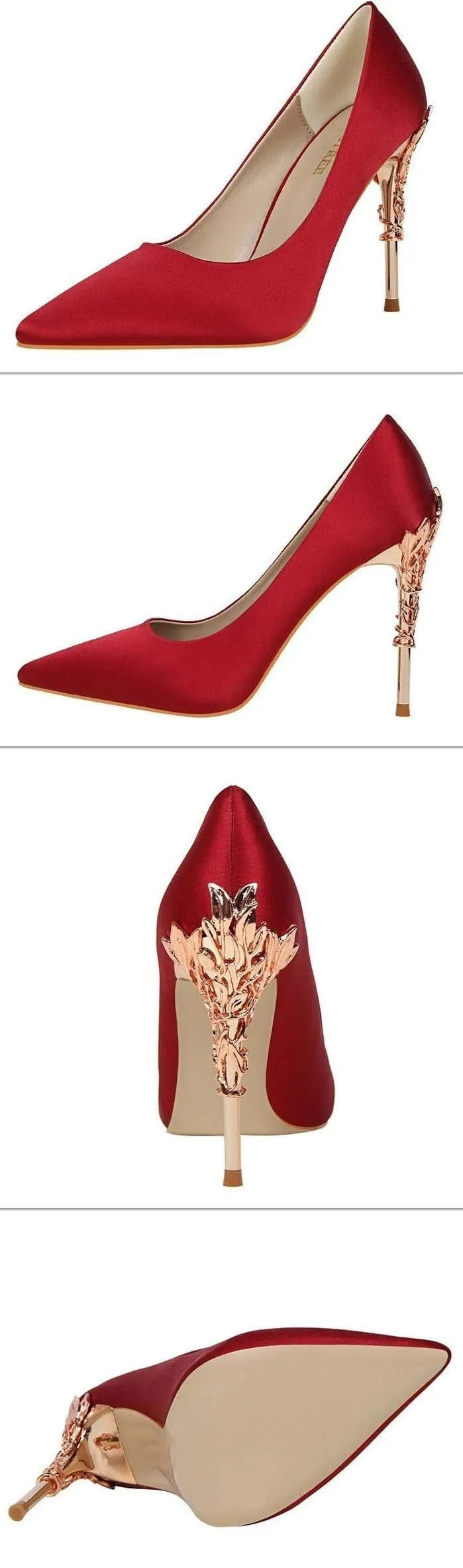 Women's Leather Pointed Toe Bridal Stiletto Pumps-Pumps Shoes-LeStyleParfait