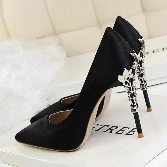 Women's Leather Pointed Toe Bridal Stiletto Pumps-Pumps Shoes-LeStyleParfait