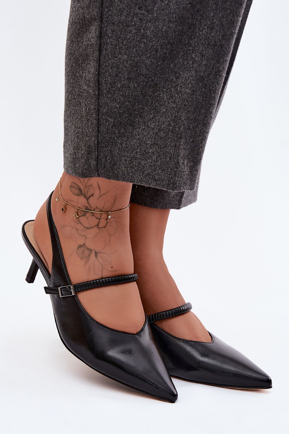 Women's Leather Pointed Toe Kitten Heel Slingback Pumps-Pumps Shoes-LeStyleParfait