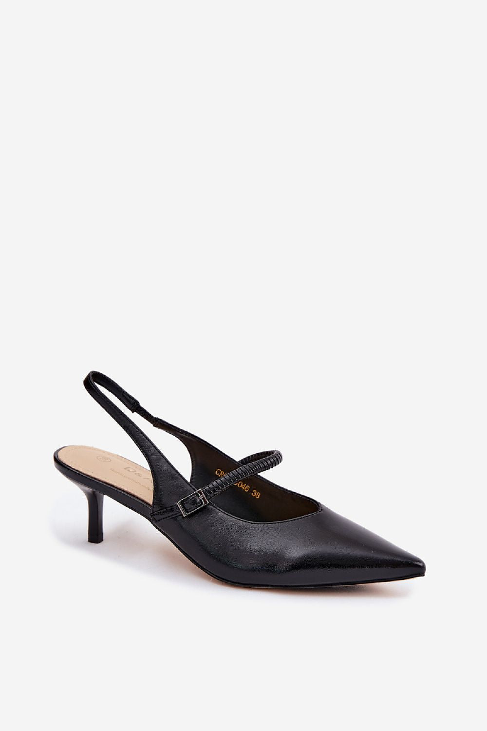 Women's Leather Pointed Toe Kitten Heel Slingback Pumps-Pumps Shoes-LeStyleParfait