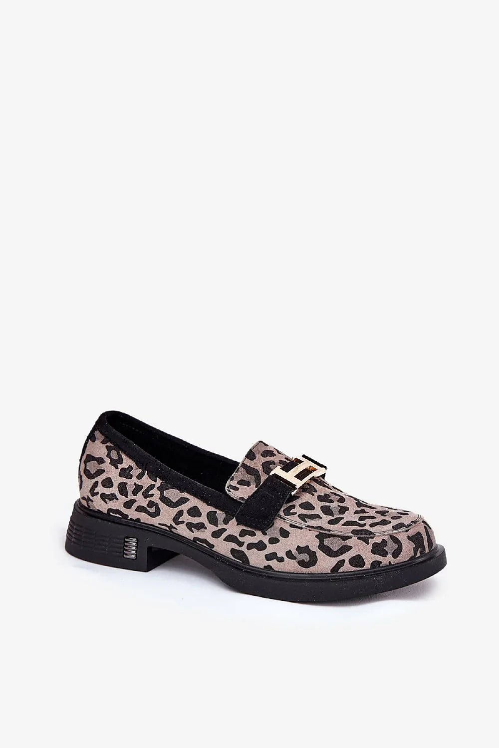 Women’s leopard print eco suede block heel moccasins, statement women’s office loafers