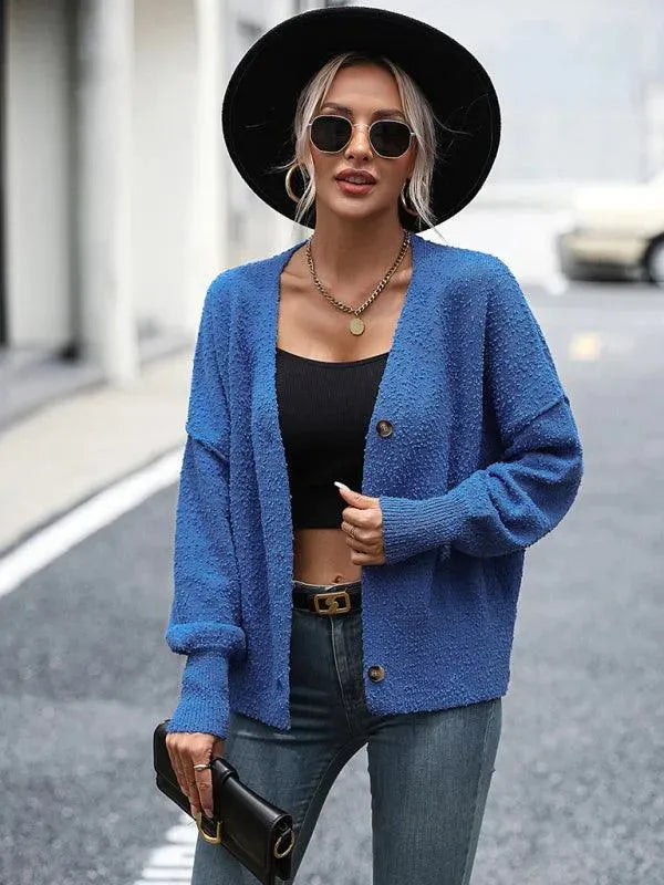 Women's Lightweight V-Neck Button Cardigan Sweater
