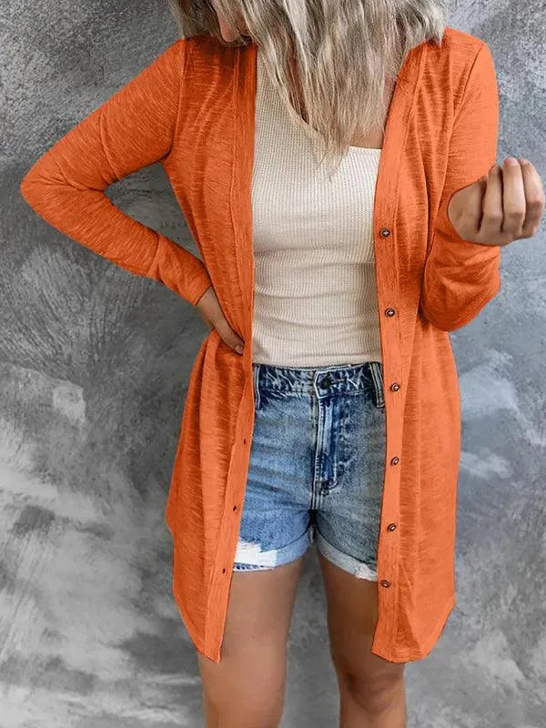 Women’s Longline Button Cardigan Sweater – Minimalist All-Season