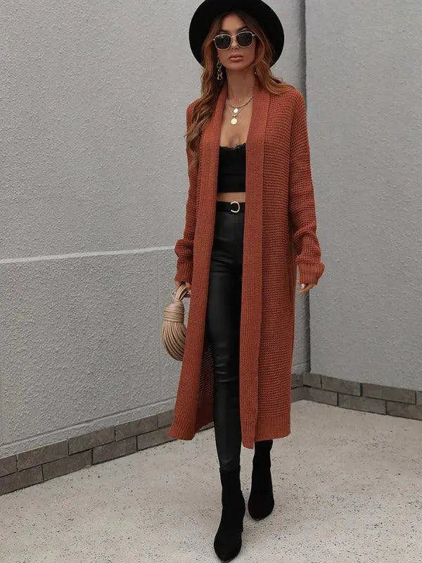 Women’s Longline Slip-On Cardigan Sweater – Relaxed V-Neck Layer