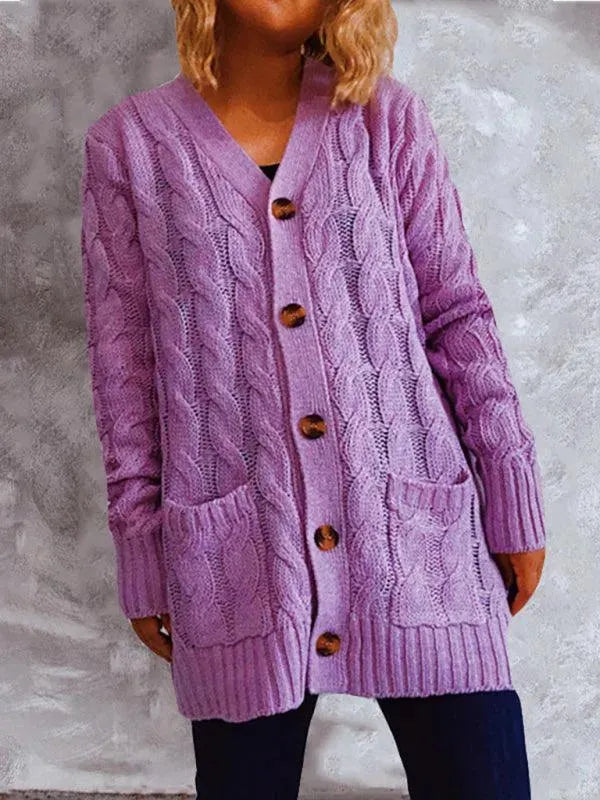 Women's Longline V-Neck Pocket Cardigan Sweater