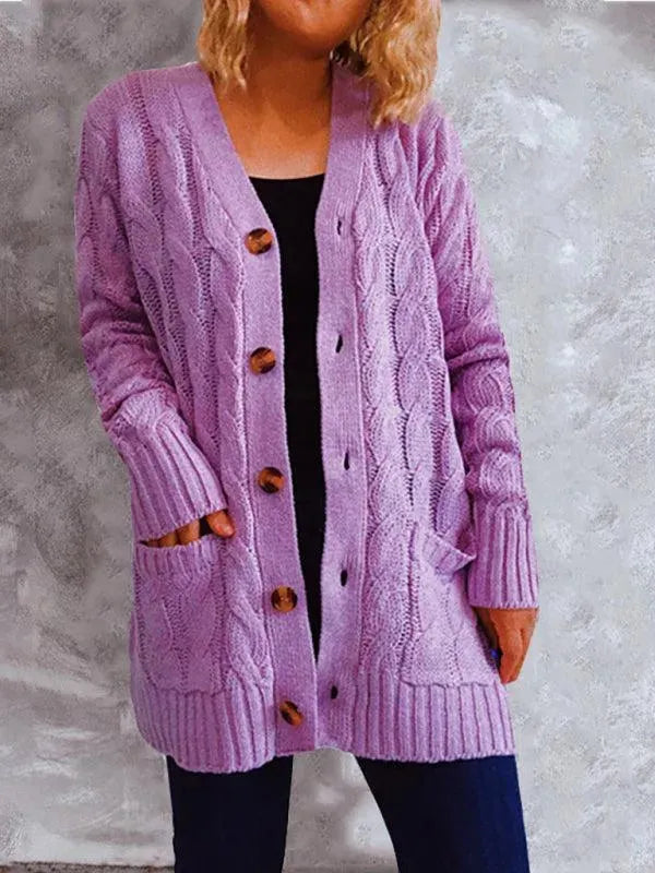 Women's Longline V-Neck Pocket Cardigan Sweater