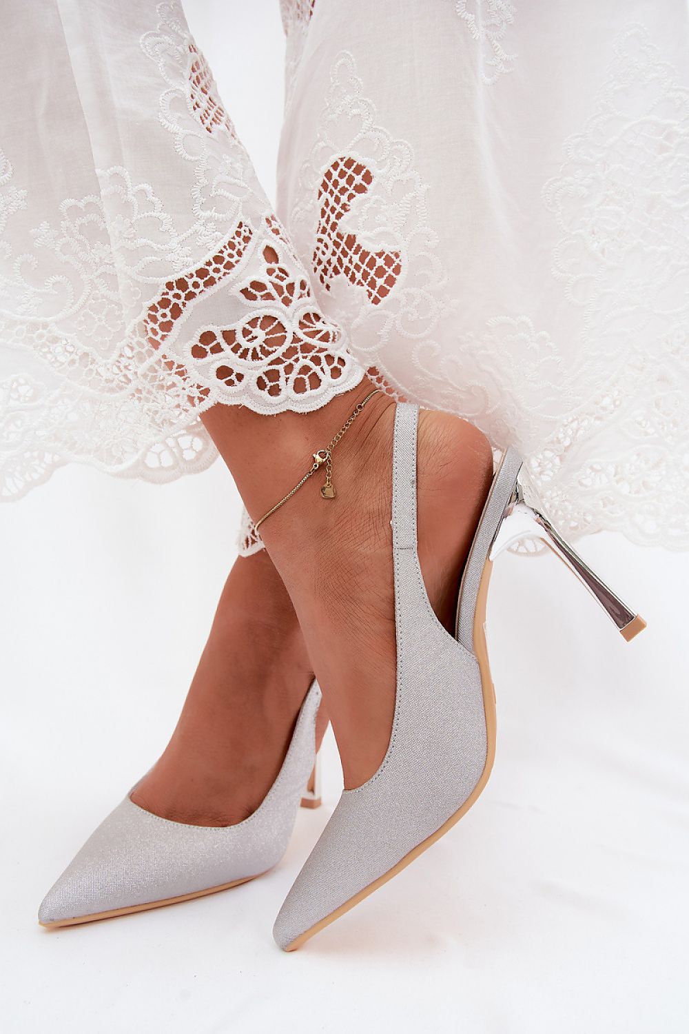 Women's Metallic Pointed Toe Slingback Stiletto Pumps-Pumps Shoes-LeStyleParfait