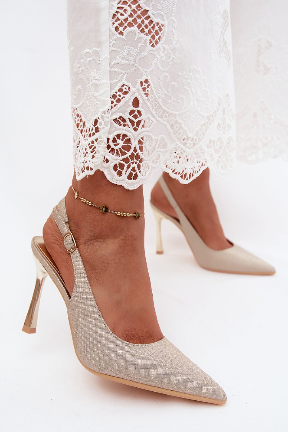 Women's Metallic Pointed Toe Slingback Stiletto Pumps-Pumps Shoes-LeStyleParfait