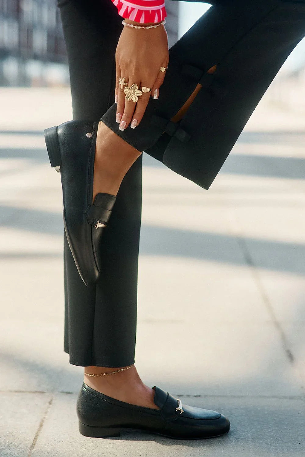 Women’s natural leather horsebit moccasin loafers, flat women’s horsebit loafers for spring and autumn office