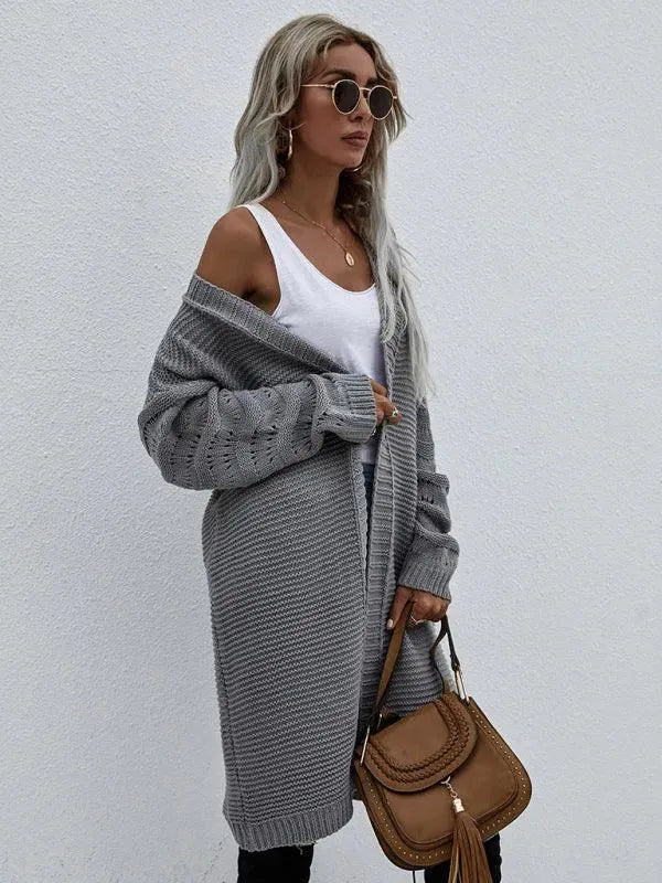 Women’s Open Knit Longline Cardigan Sweater – Lightweight