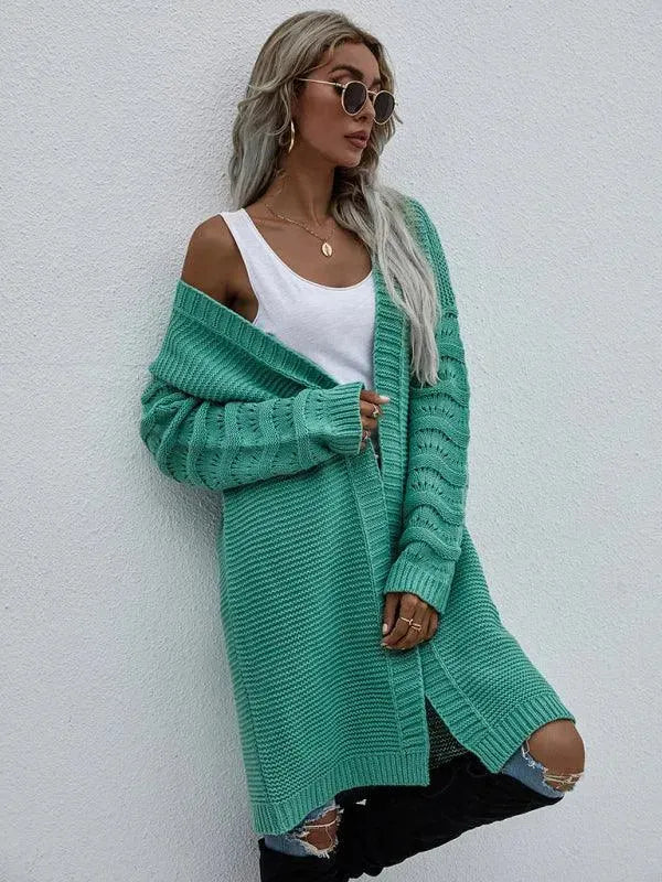 Women’s Open Knit Longline Cardigan Sweater – Lightweight