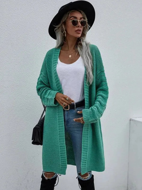 Women’s Open Knit Longline Cardigan Sweater – Lightweight