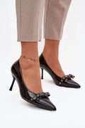 Escarpins Femme en cuir verni à nœud et talon aiguille-Escarpins Femme-LeStyleParfait