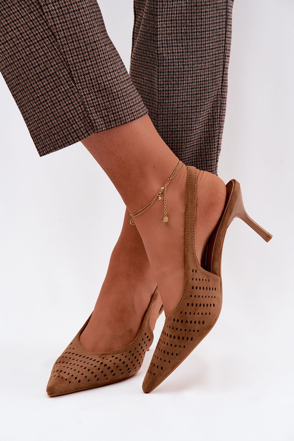 Women’s Perforated Stiletto Sandals-Women's Sandals-LeStyleParfait