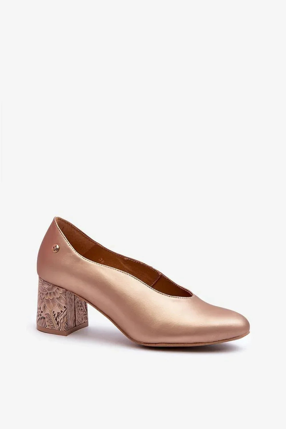 Women's Pink Floral Block Heel Pumps-Pumps Shoes-LeStyleParfait